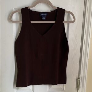 Ann Taylor Vintage Dark Brown V-Neck Preppy Boho Tank Top
